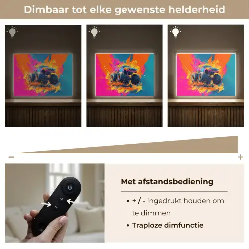 Monstertruck - Abstract - Verfspatten - Kleurrijk Light Box met batterij (Wandlamp kind) middel -USP_dimbaarNL