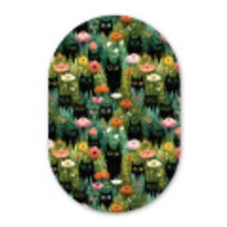 Katten - Bloemen - Kleurrijk Wandcirkel Ovaal Forex klein 630 -3d