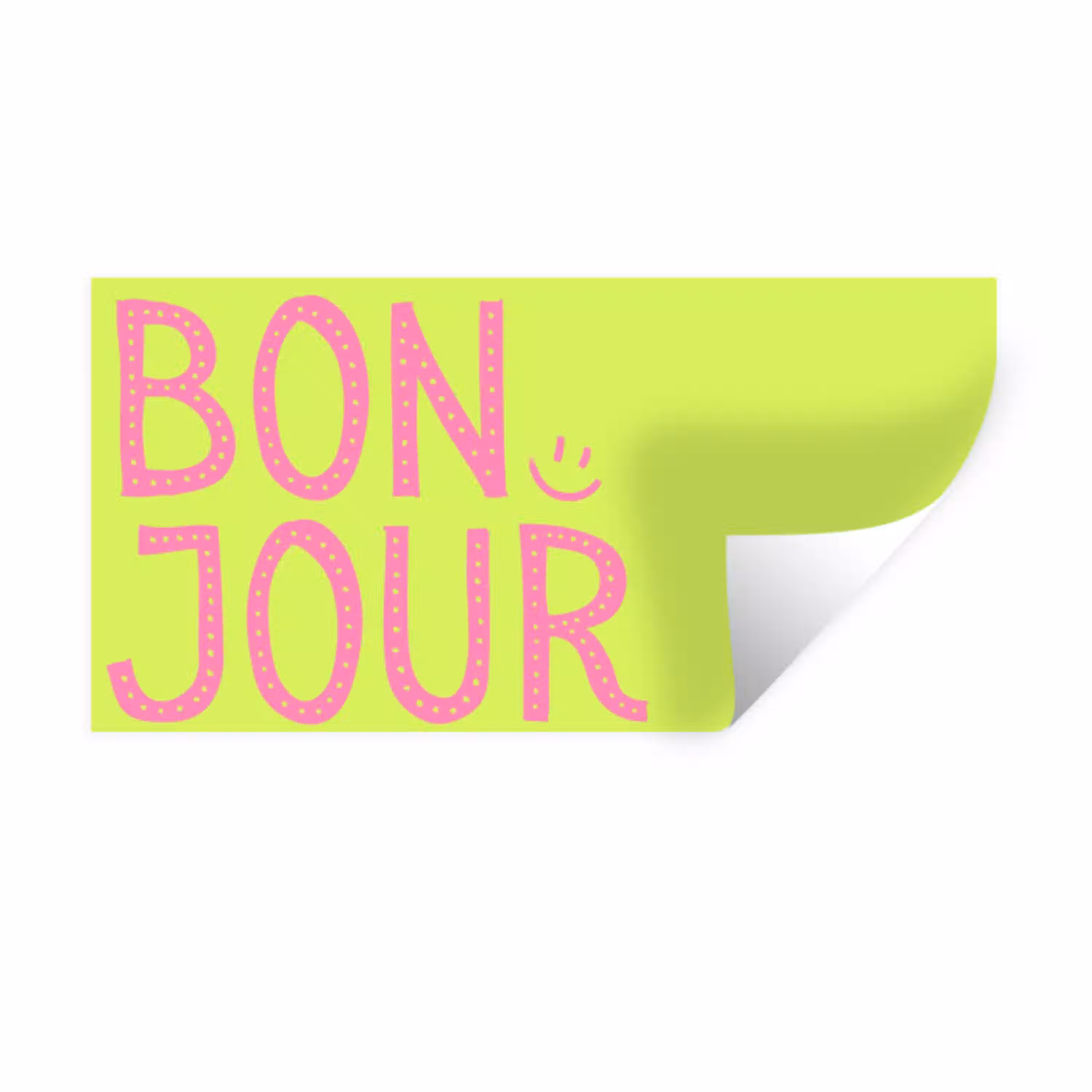Groen - Smiley - Bonjour - Roze Muursticker klein -3d