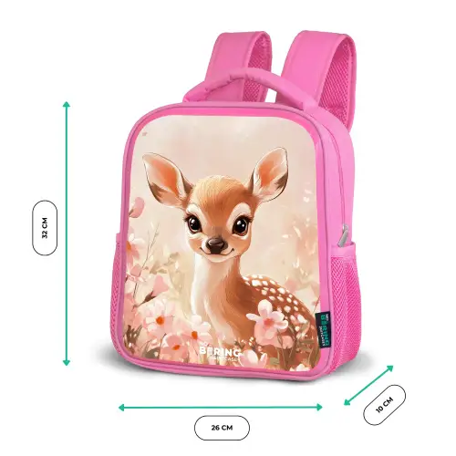 Hertje - Ogen - Stippen - Bloemen Kinderrugzak - Roze middel -productfoto_formaten