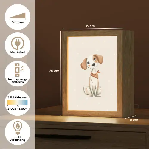 Hond - Pup - Beige - Stippen Light Box met kabel klein -USP_NL