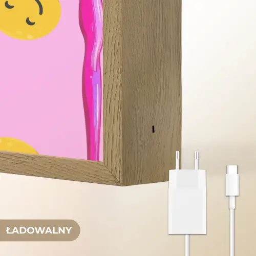Smiley - Roze - Glazuur Light Box met batterij (Wandlamp kind) middel -USP_websiteoplaadbaarNL
