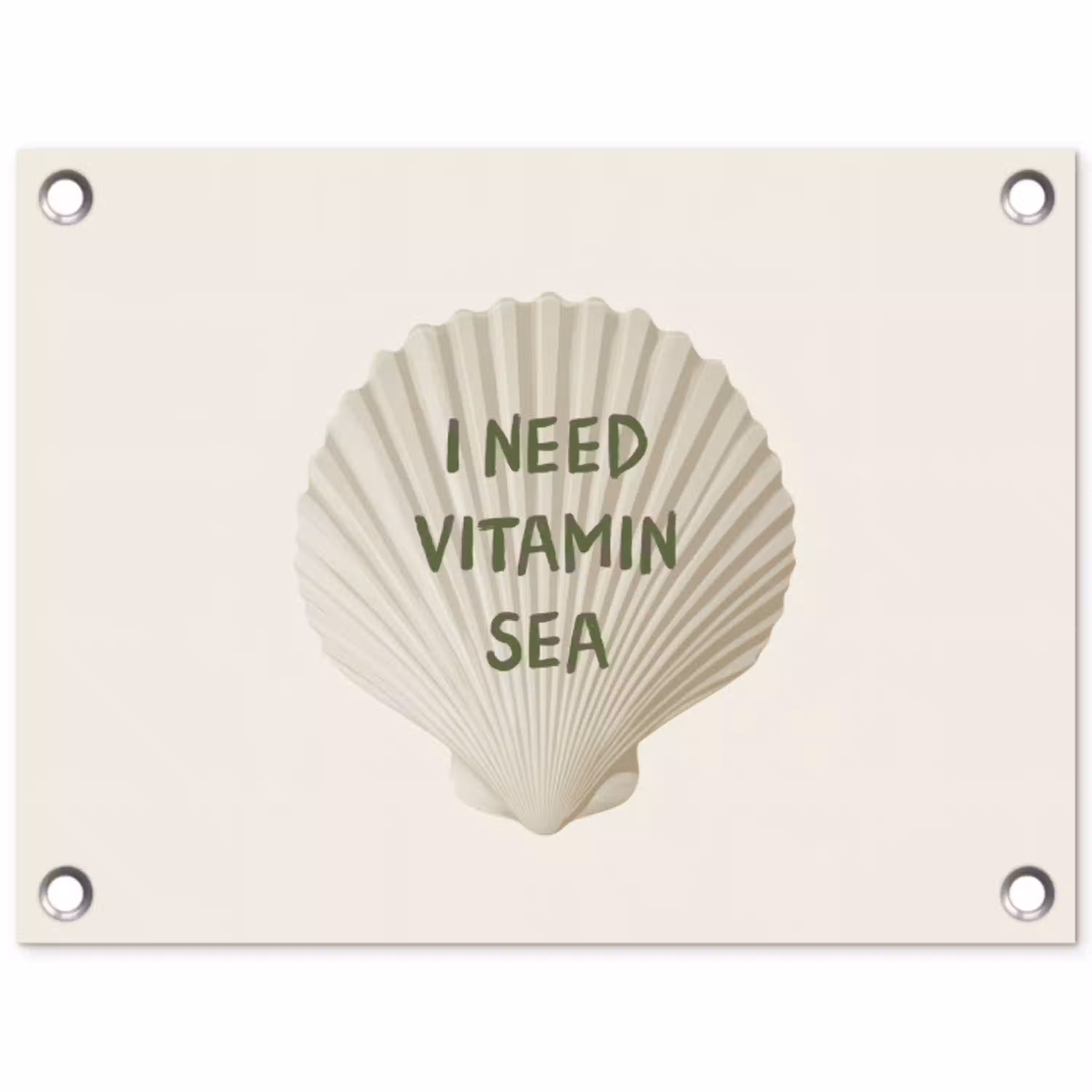 Schelp - Quote - Groen tuinposter los doek klein -3d