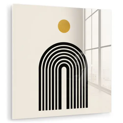 Minimalistisch - Zwarte boog - Gouden cirkel plexiglas 5mm klein -zzzproduct_nieuw