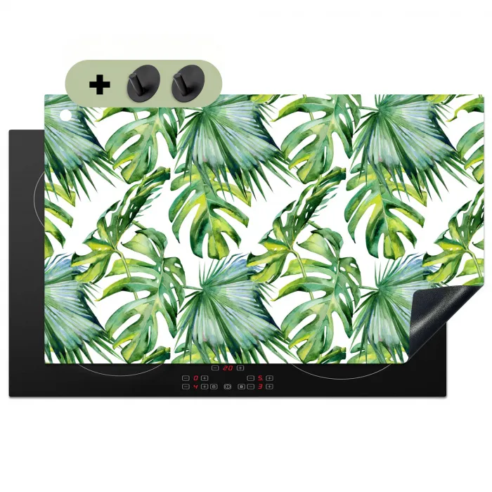 Bladeren - Monstera - Jungle - Tropical Inductie beschemer met haakjes klein -3d