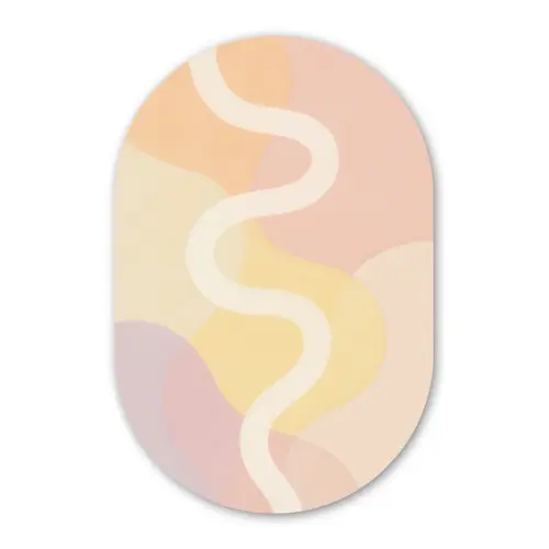 Golvende vormen - Abstract - pastel Wandcirkel Ovaal Forex klein -3d