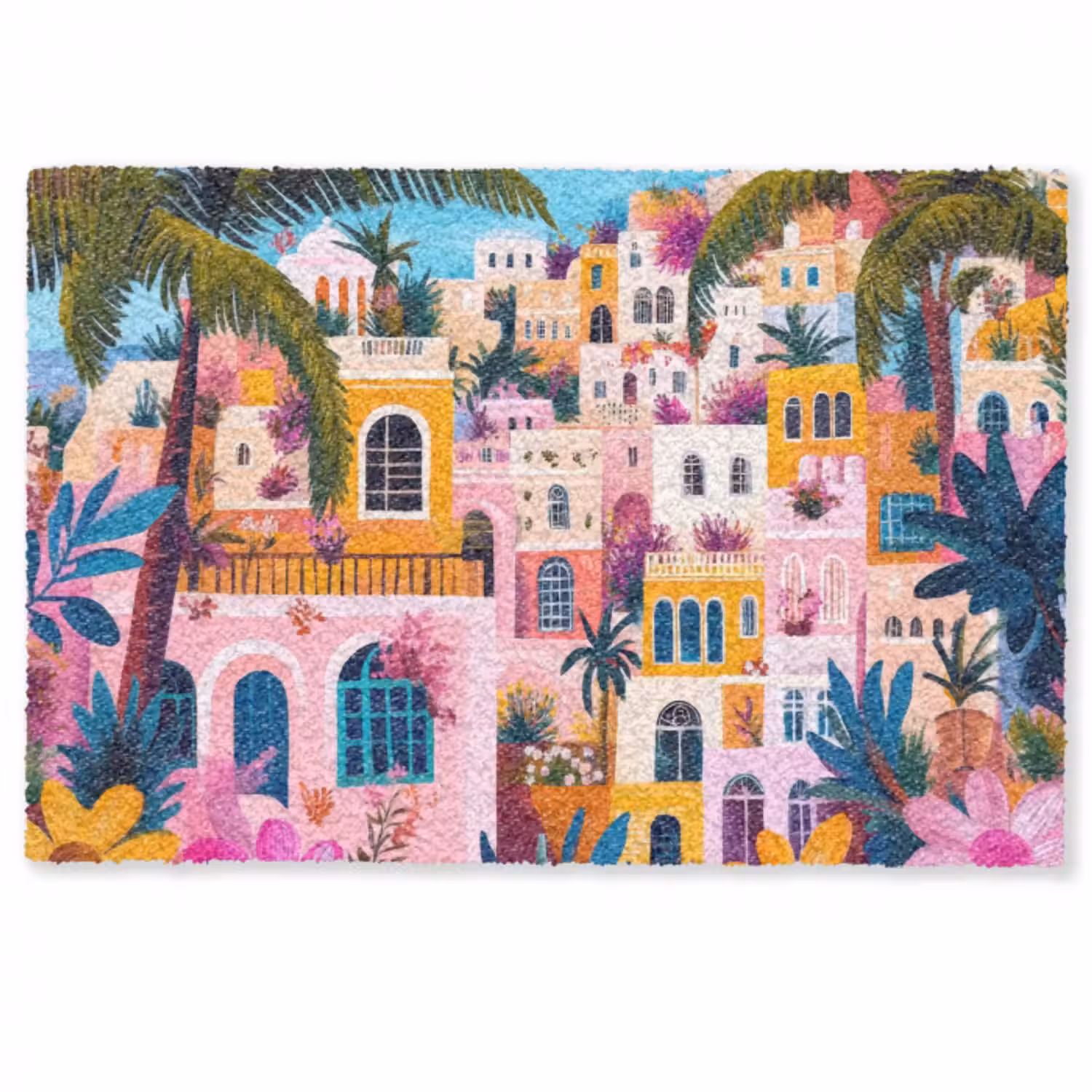 Fußmatte - Bunt - Rosa - Orange - Gelb - Blumen