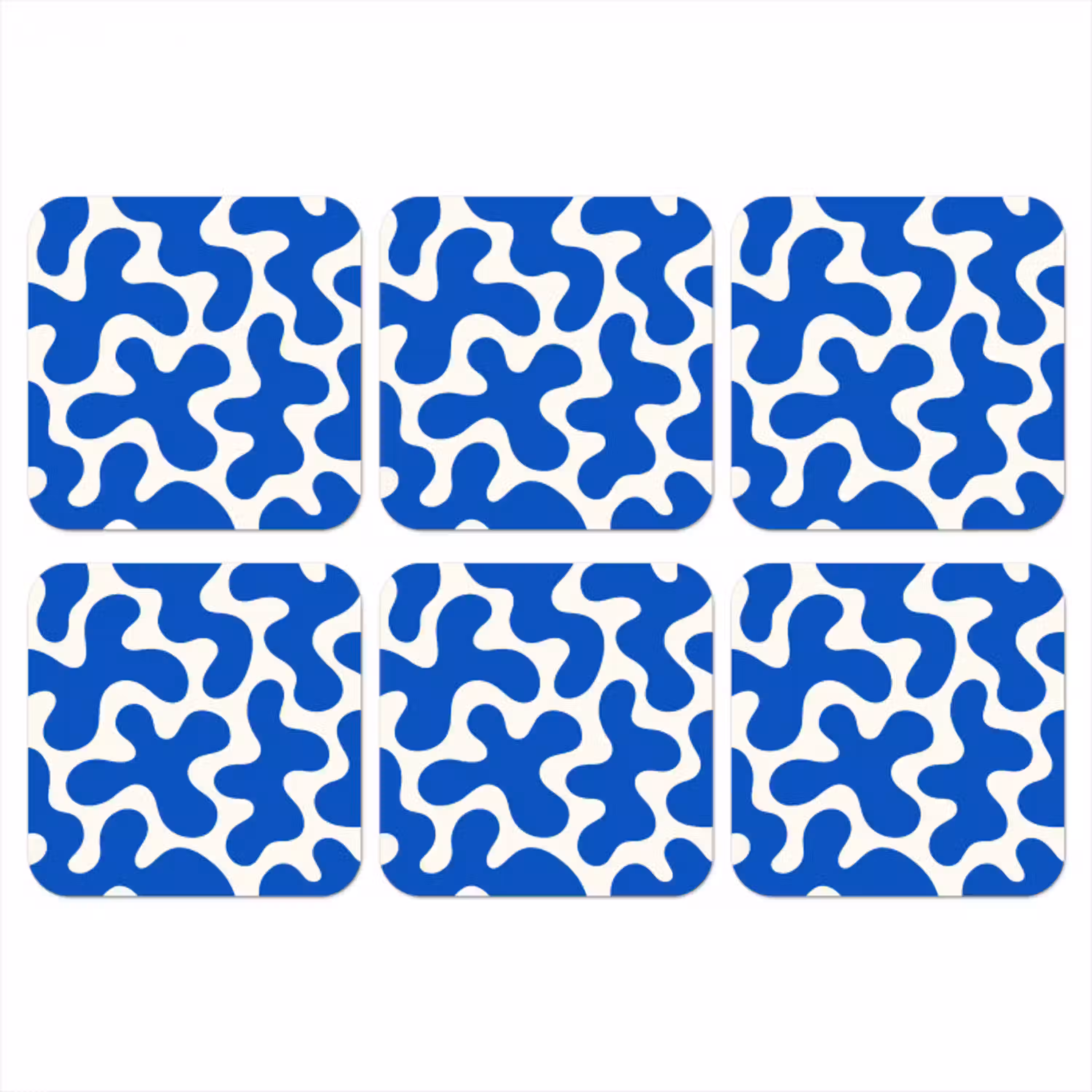 Vormen - Abstract - Blauw - Golven onderzetter kurk middel -3d