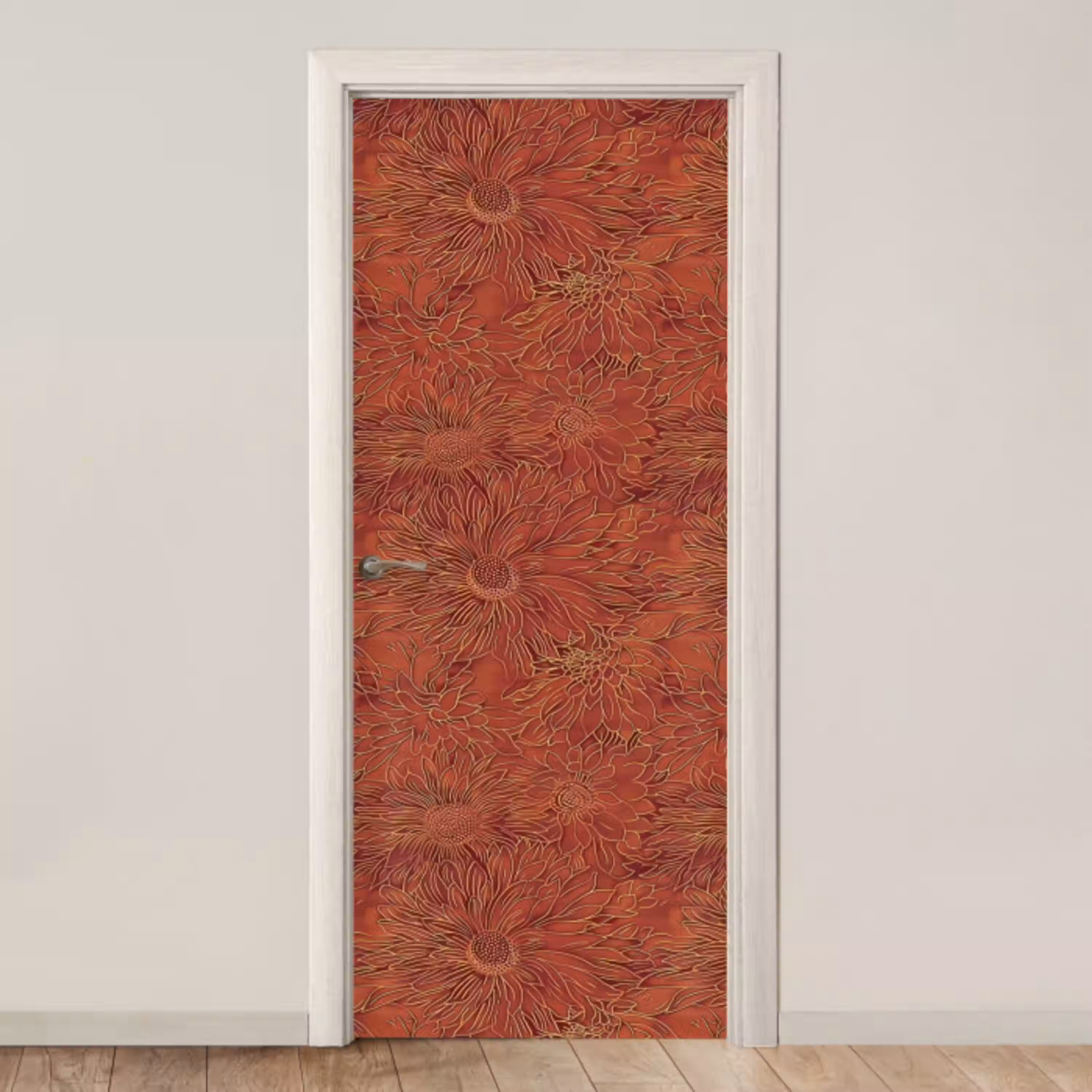 Oosters - Bloemen - Terracotta deurposter klein 289 -3d_beige