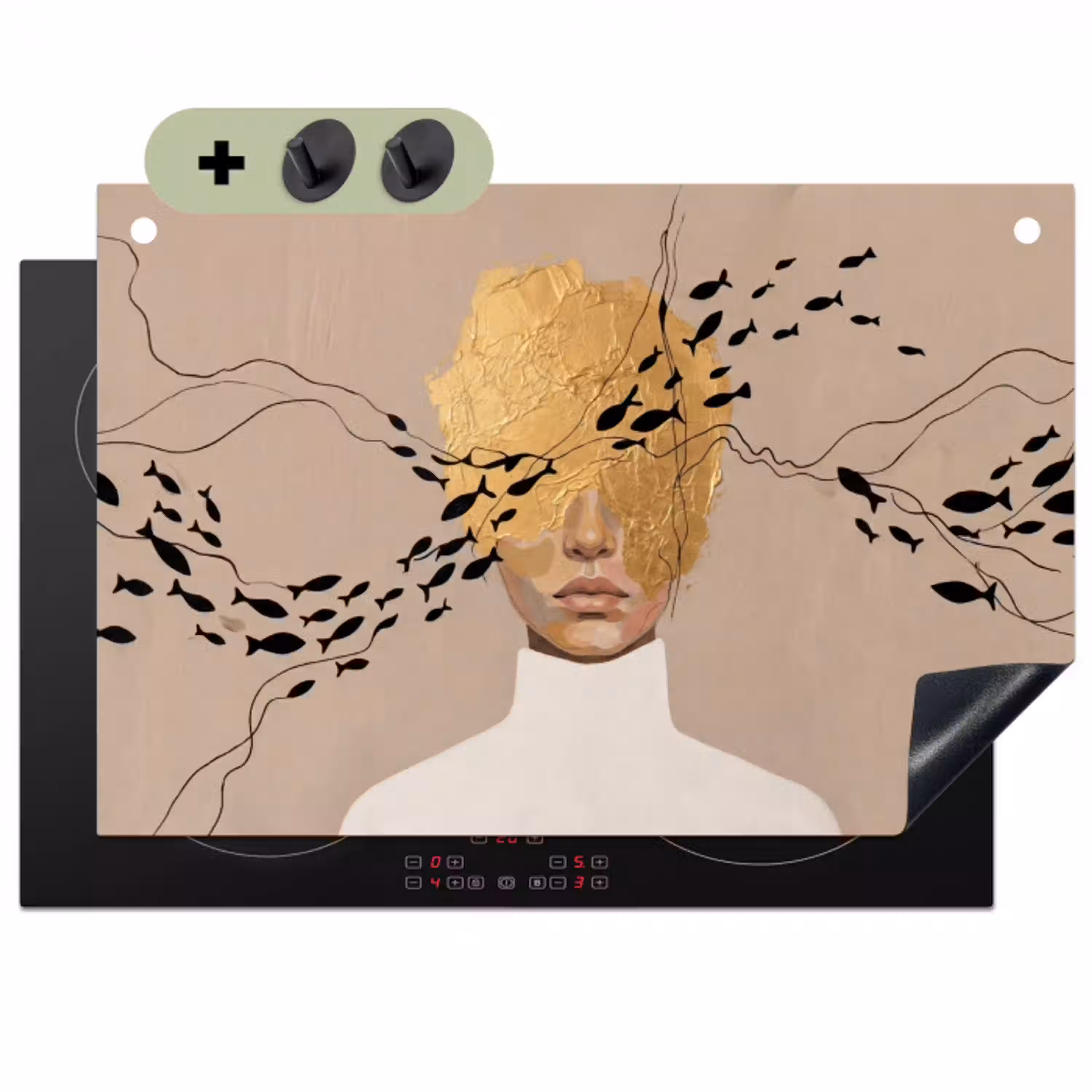 Modern - Vrouw - Goud Inductie beschemer met haakjes klein -3d