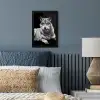 Wilde dieren - Wolf - Zwart - Wit fotolijst zwart zonder passe partout klein -sfeer3