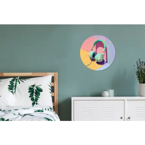 Koptelefoon - Mintgroen - Draad Wandcirkel aluminium klein -slaapkamer
