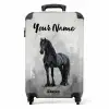 Statisch Portret van een Zwart Paard NBS - Handbagage koffer - Kinderen Unisex middel -productfoto_recht
