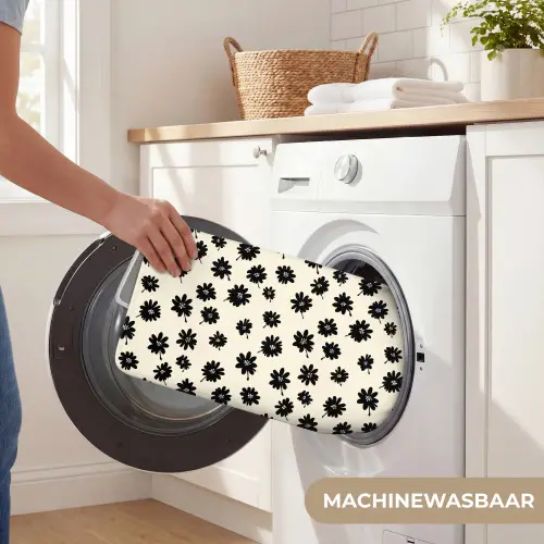 Madeliefjes - Grafisch - Zwart - Beige Badmat klein 997 -USP_WasbaarNL