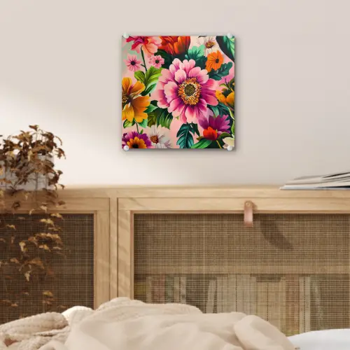 Bloemen - Kleurrijk - Roze plexiglas 5mm klein -sfeer4