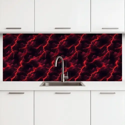 Rood - Onweer - Bliksem - Wolken keuken achterwand 2 middel 871 -3d