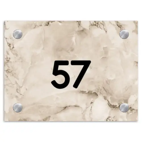 Beige marmer - Traditioneel Naambord Rechthoek middel -3d