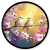 Vogels - Bloemen - Roze Fotolijst rond zonder passe partout klein -3d