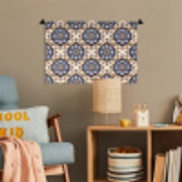 Floraal - Ornament - Blauw Wandkleed katoen klein 269 -wsfeer4_kind