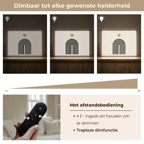 Minimalistisch - Zwarte boog - Gouden cirkel Light Box met batterij (Wandlamp) middel -USP_dimbaarNL