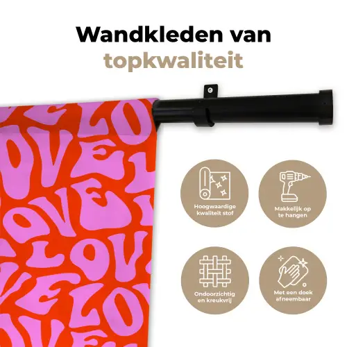 Love - Roze - Valentijn - Rood Wandkleed katoen klein 269 -sfeer2