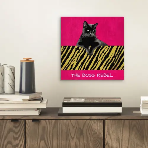 Kat - Baas - Roze - Tijgerprint aluminium wit klein -sfeer1