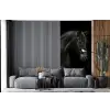 Paard - Dieren - Zwart - Portret fotobehang vinyl groot -bank