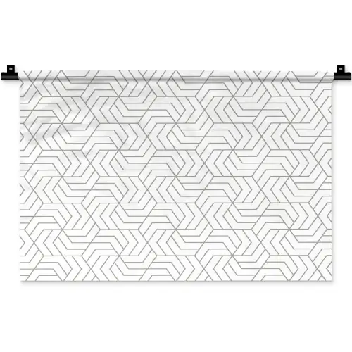 Geometrie - Lijn - Zwart - Wit - Patroon Wandkleed katoen klein 269 -zz3d