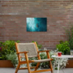 Bootje - Water - Blauw Tuinposter op houten frame 2 cm dik klein -sfeer3