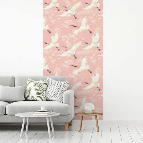 Kraanvogels - Bloesem - Roze fotobehang vinyl groot 64 -woonkamer
