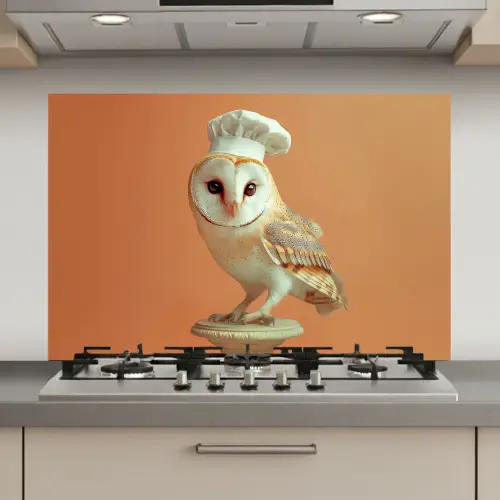 Kerkuil - Koksmuts - Oranje - Vogel keuken achterwand spatscherm klein -3d_website