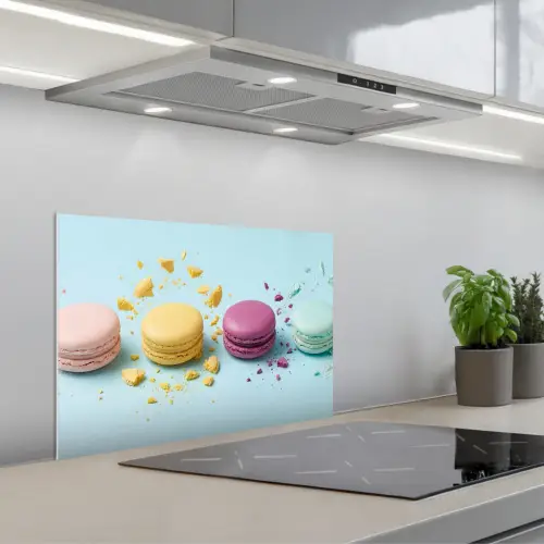 Macarons - Kleurrijk - Pastel keuken achterwand spatscherm klein -3d_schuin
