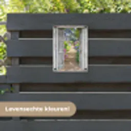 Deur naar een bloementuin tuinposter los doek klein -sfeer3