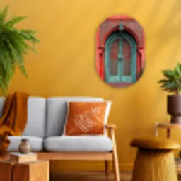Lantaarn - Deur - Turquoise Wandcirkel Ovaal Forex klein -sfeer4