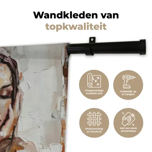 Vrouw - Verflook - Portret - Modern Wandkleed katoen klein -sfeer2