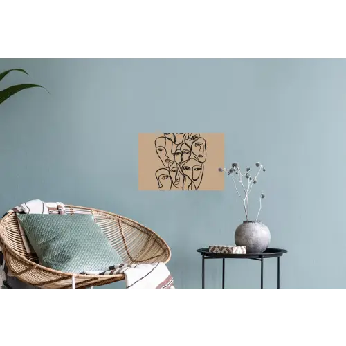 Gezichtenzee - Lijntekening - Abstract Muursticker klein -plant