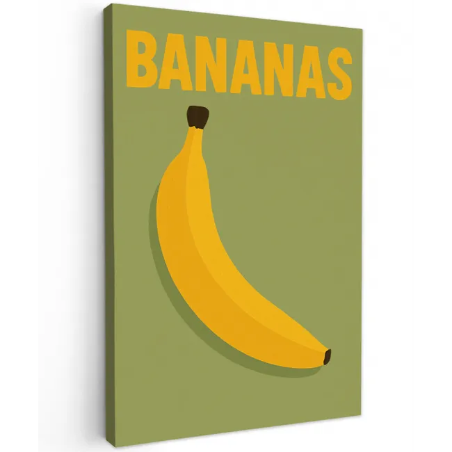 Banaan - Minimalistisch - Geel Tuinposter op houten frame 2 cm dik middel -3d