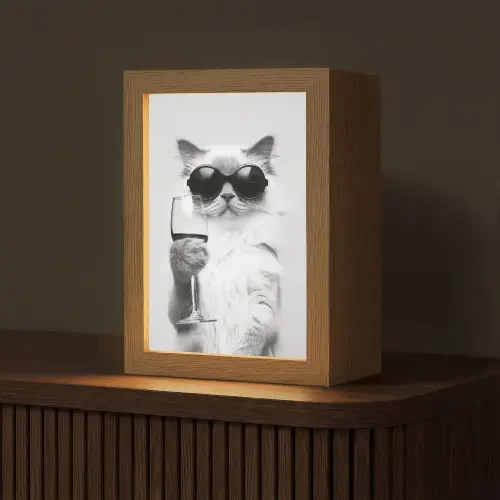 Kat - Zonnebril - Wijnglas - Langharig Light Box met kabel (Tafellamp) klein -z3d_website