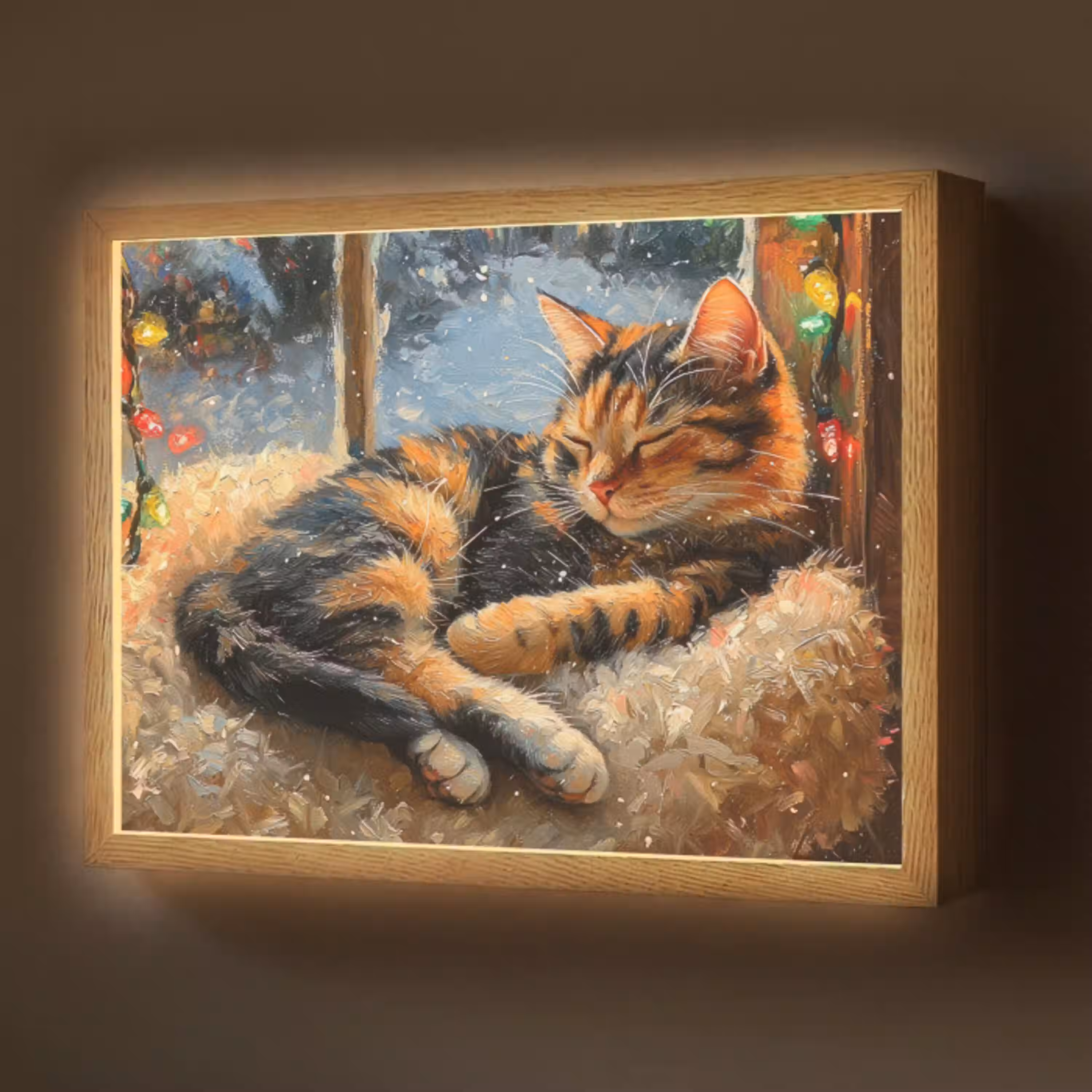 Kat - Kerst - Winter - Dier Light Box met batterij (Wandlamp) middel -z3d_website