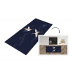Kraanvogels - Nachthemel - Blauw Keukenloper - keukenmat middel -3d