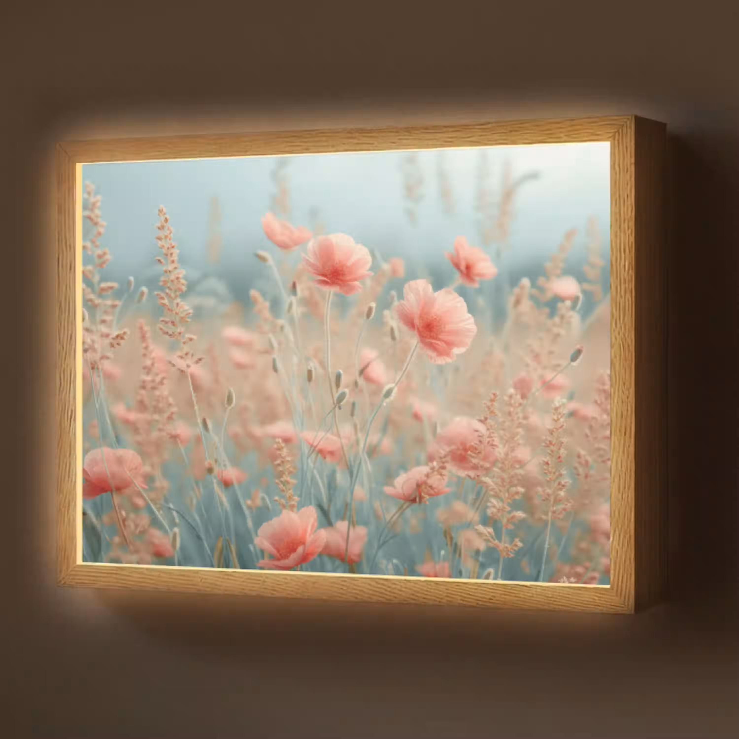 Bloemen - Natuur - Klaprozen - Bloemenveld Light Box met batterij (Wandlamp) middel -z3d_website