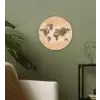 Wereldkaart - Beige - Bruin Wandcirkel kunststof plaat 5mm dik klein -sfeer3