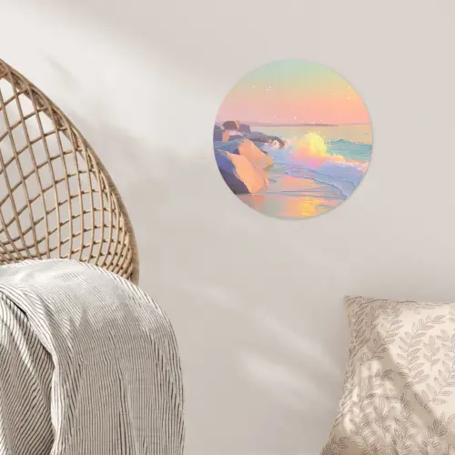 Zomerlicht - Strand - Fonkelende accenten Wandcirkel behangsticker klein -sfeer4