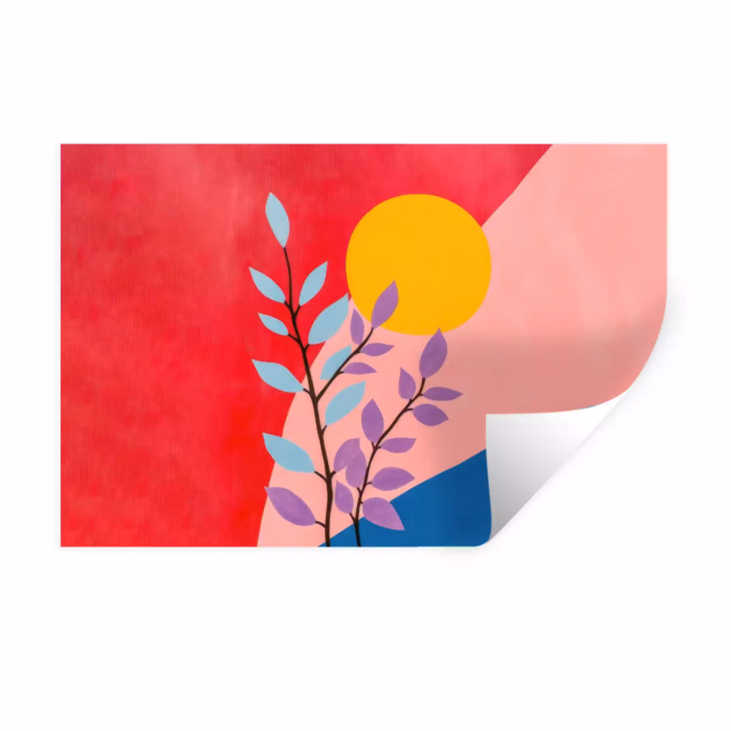 Bladeren - Zon - Abstracte vormen Muursticker klein -3d