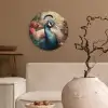 Pauw - Vogel - Bloemen - Planten - Pauwenveren Wandcirkel kunststof plaat 5mm dik klein -sfeer1