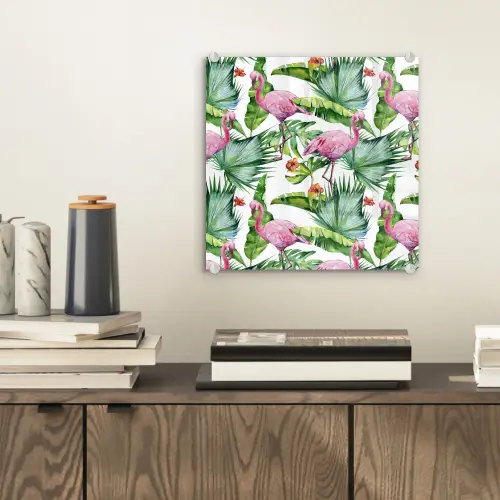 Bladeren - Flamingo - Bloemen - Jungle plexiglas 5mm klein -sfeer1