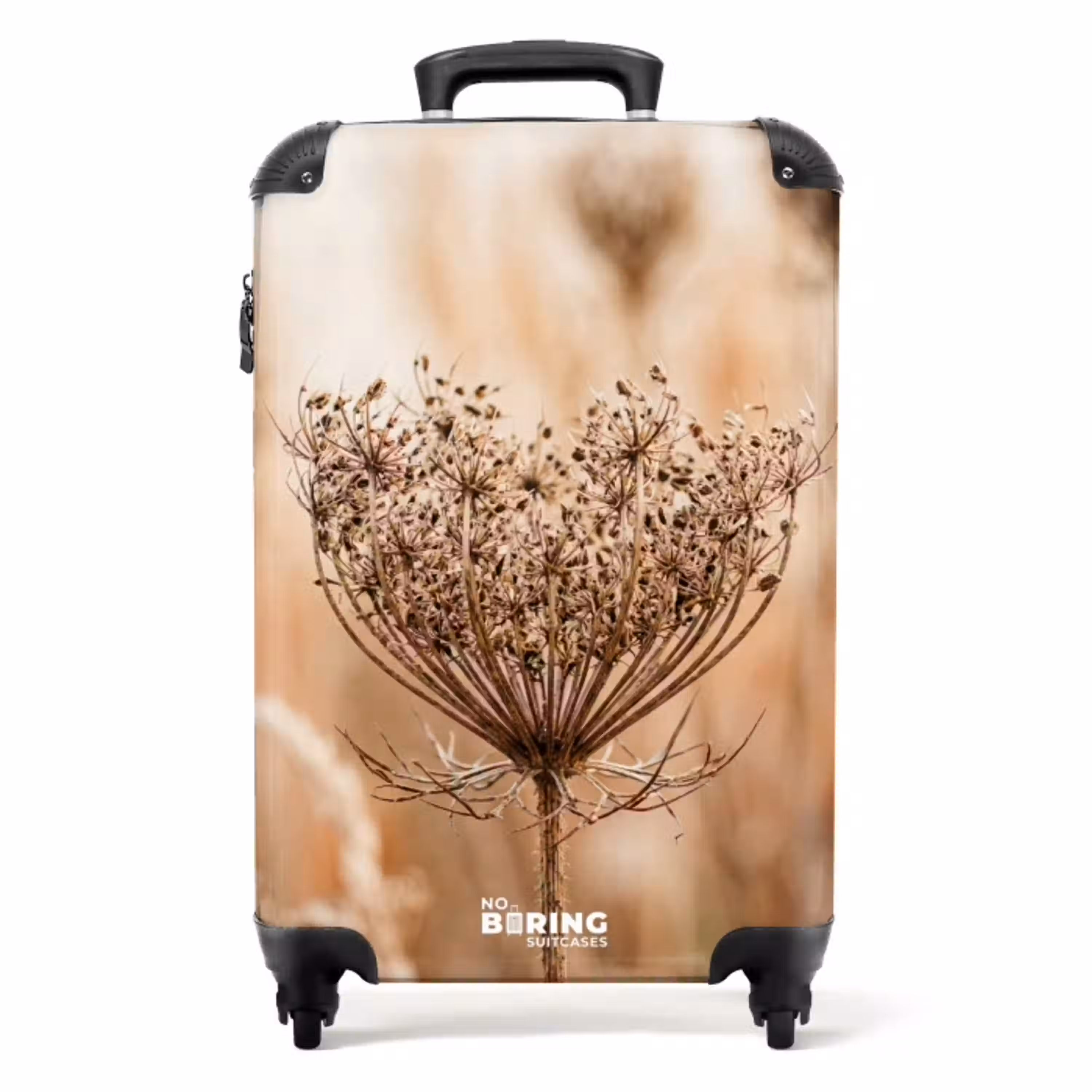 Schermbloem - Droogbloem - Winter - Beige - Minimalistisch NBS - Handbagage koffer - Volwassenen Unisex middel -productfoto_recht