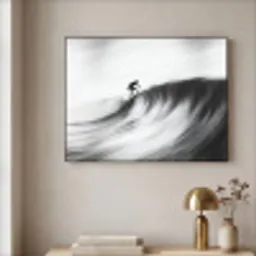 Surfer - Golf - Vervaagd - Zwart Textielframe - compleet frame klein -sfeer2