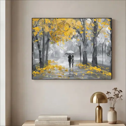 Natuur - Geel - Park -  Zwart - Wit Textielframe zwart klein -sfeer2