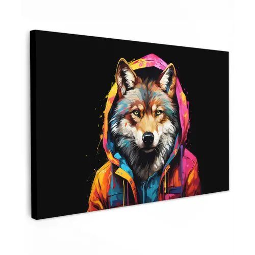 Graffiti - Wolf - Jas - Zwart canvas 2cm klein -z3d